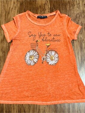 Kandy Kiss Orange Bicycle Graphic T-Shirt – Girls